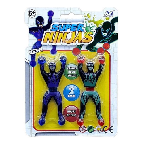Boneco Gruda Gruda Super Ninjas Escala Na Parede Vidro Teto
