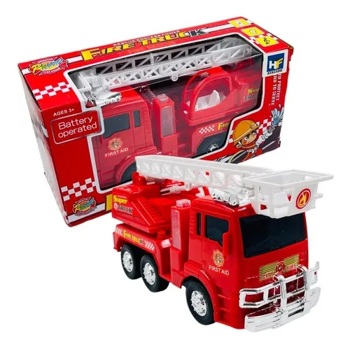 Brinquedo Carrinho Caminhão Bombeiro Luzes 3d Som Sirene Personagem Carro Bombeiro