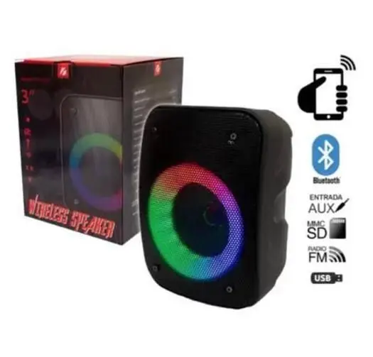 Caixa De Som Bluetooth Rgb Kts Speaker 1335