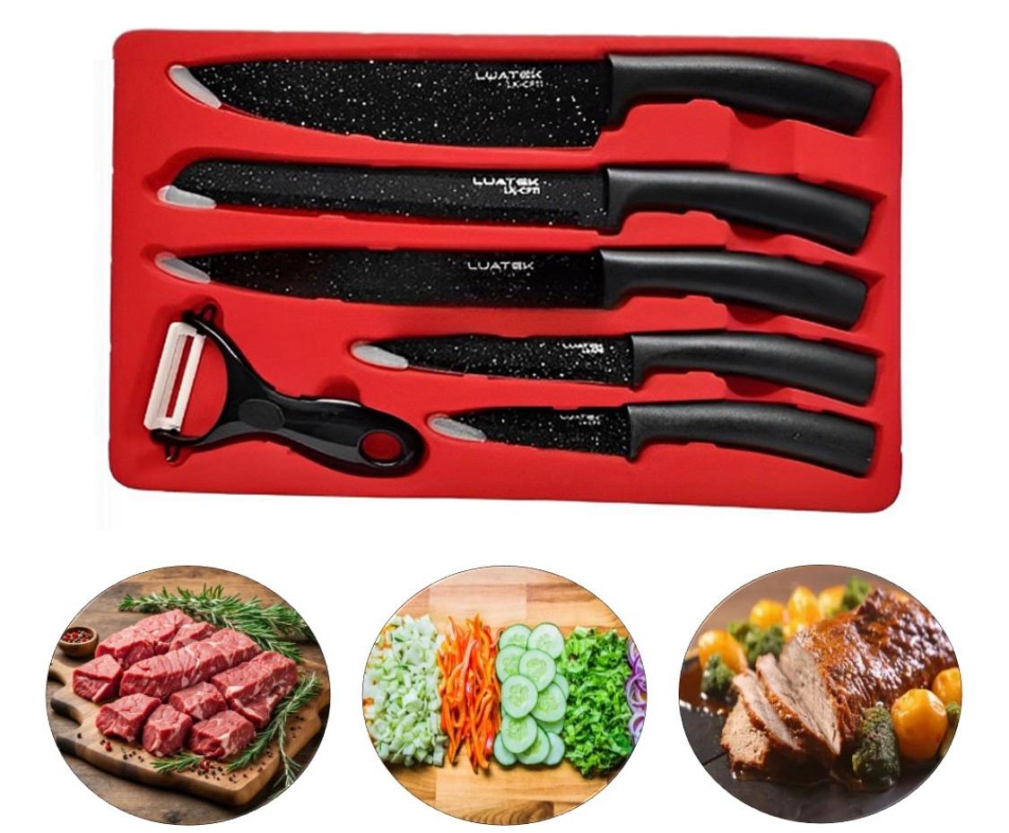 Conjunto Facas Churrasco Antiaderente Aço Inoxidável 6 Peças