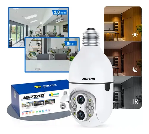 Câmera Segurança Ip Wifi Lâmpada 360º Hd Zoom Visão Noturna