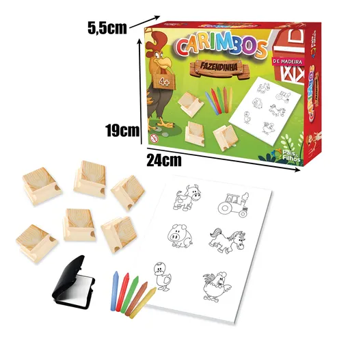 Kit Carimbos Fazendinha Animais Infantil Pedagogico Com Giz Tinta Preta Exterior Bege 4.6 Avaliação 4.6 de 5. 14 opiniões. (14)