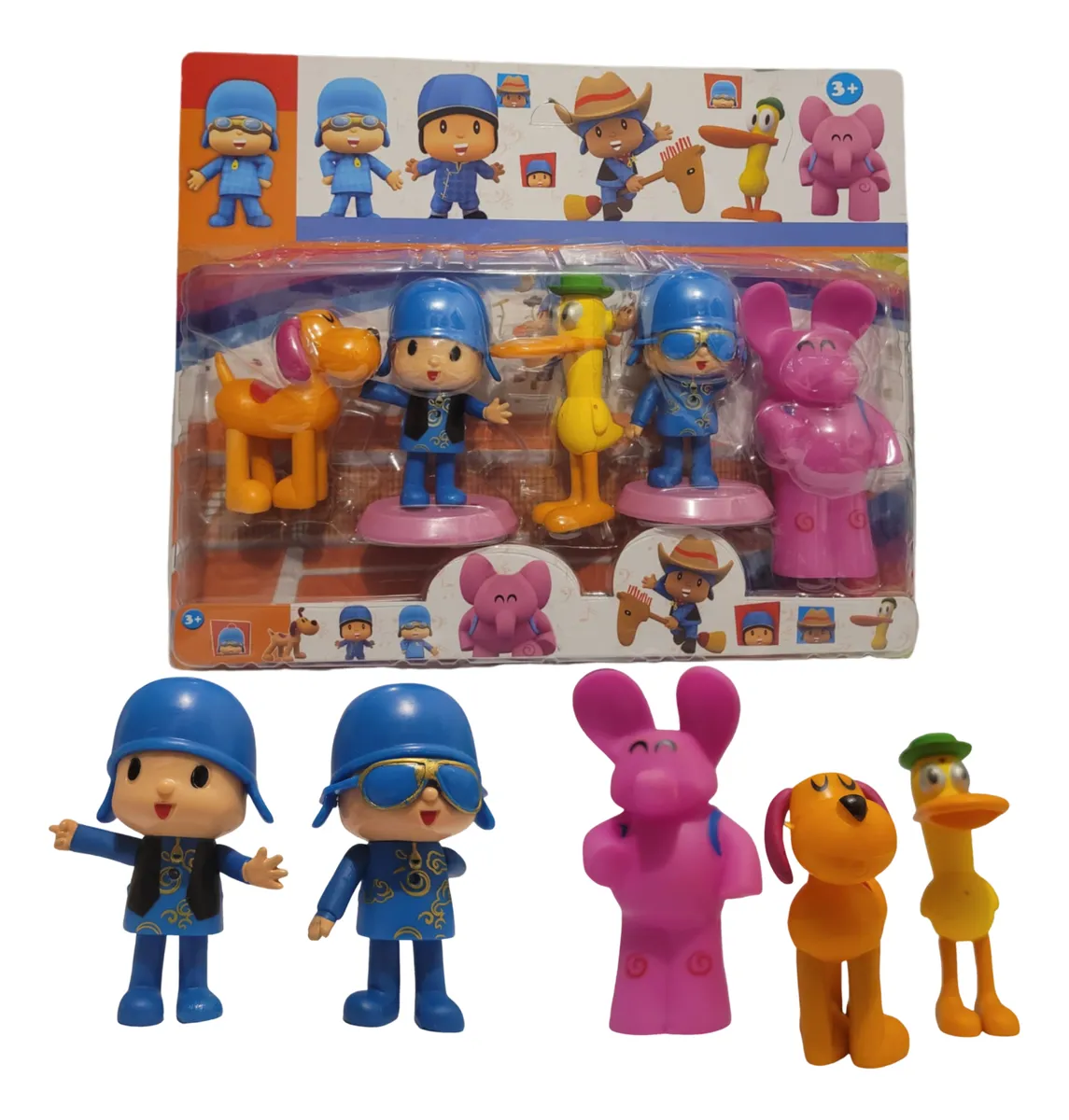 Coleção Infantil Turma Do Pocoyo Pato Elly Loula -5 Bonecos