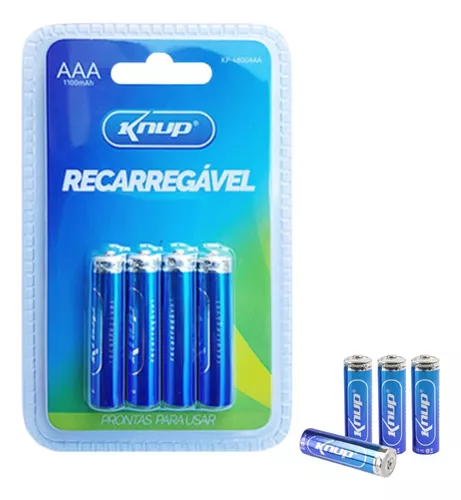 Kit 4 Pilhas Aaa Knup 1100 Mah