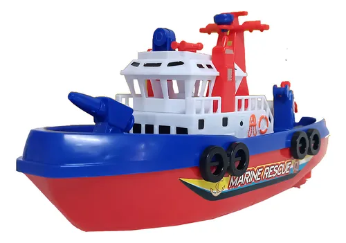Barco Lancha Tubarão Bombeiros Com Jato De Água Luz À Pilh