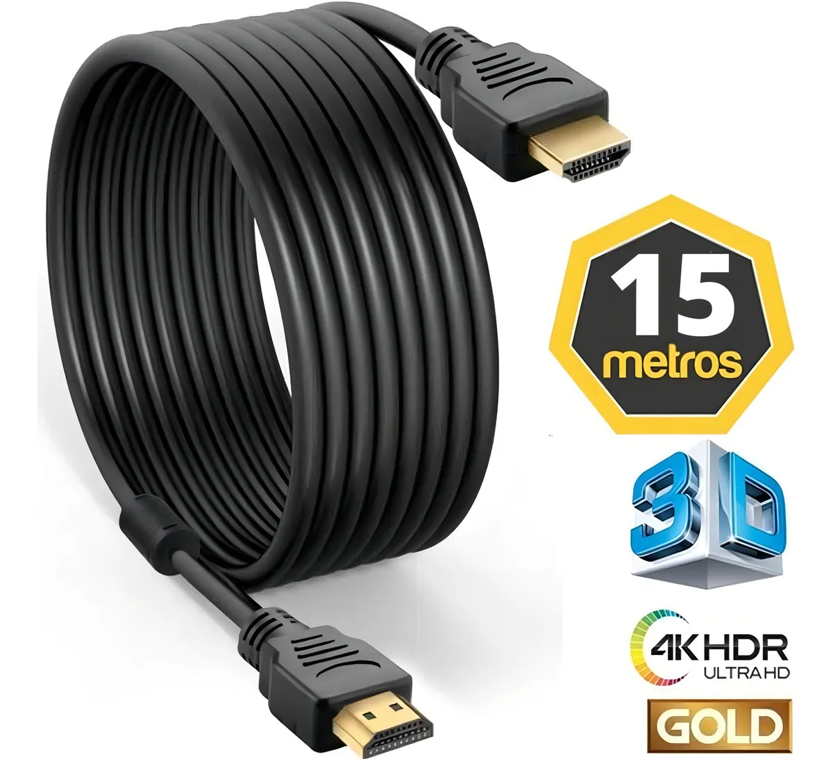 Cabo Hdmi Gold 15m Metros Mts 4k Full Hd