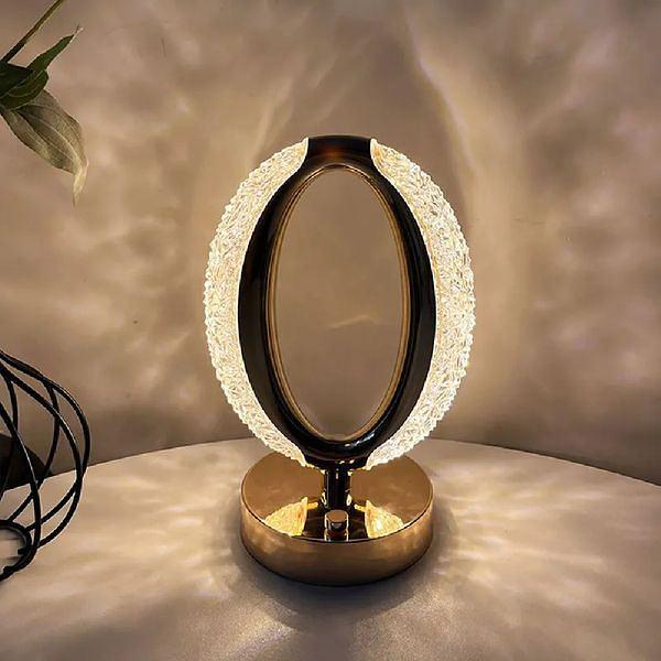 Luminaria Abajur De Cabeceira Oval Com 3 Cores Touch Recarregável