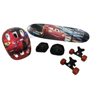 Skate Infantil Radical Personagem Carros Mcqueen C/ Kit Segurança