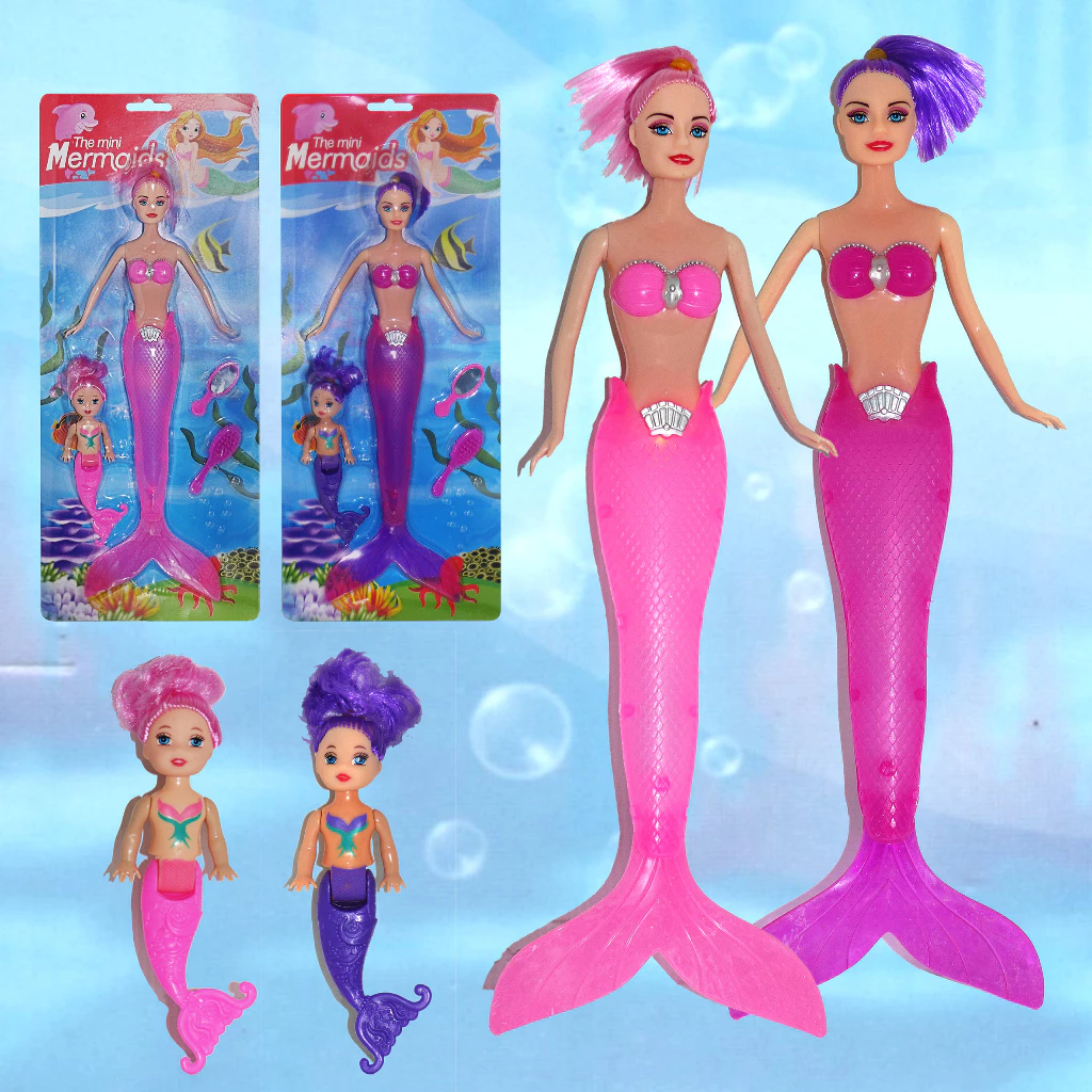 Boneca Princesa Sereia Articulada Com Acessórios Luzes na