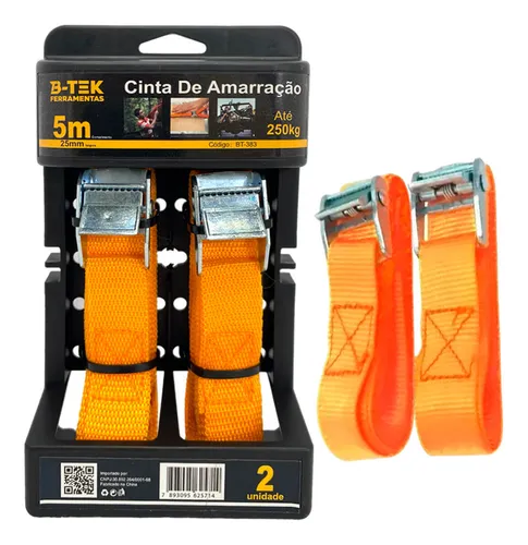 Kit 2 B-tek Cinta Catraca De Amarração De Carga Reforçada 5m