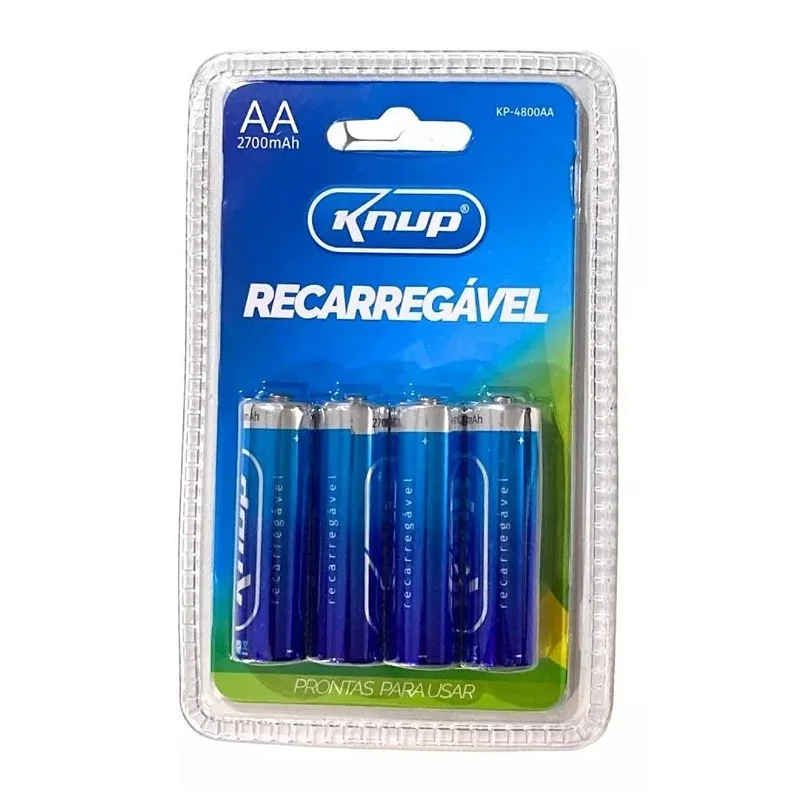 Kit 4 Pilhas Aa Recarregável Mah 2700 Knup