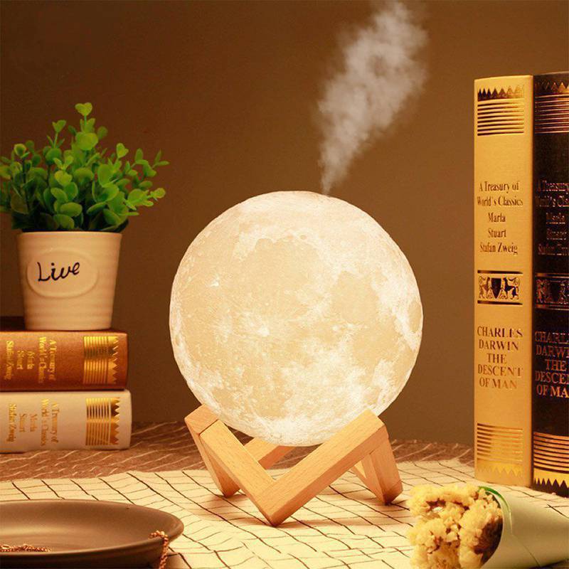 Luminária Abajur Umidificador Aromatizador Lua Cheia 1500ml