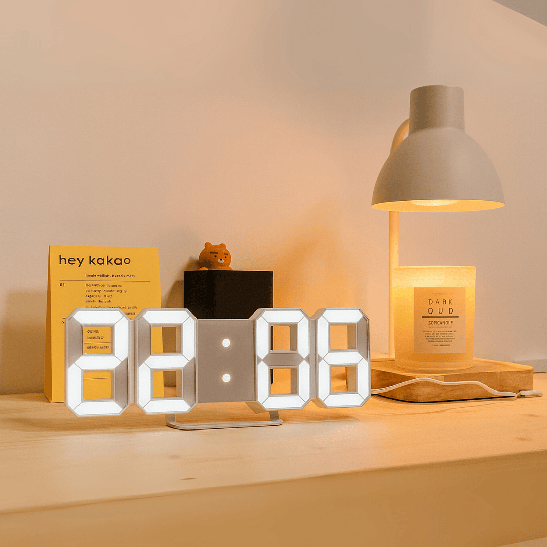 Relógio De Parede/Mesa Digital LED 3D Design Moderno Luz Noturna