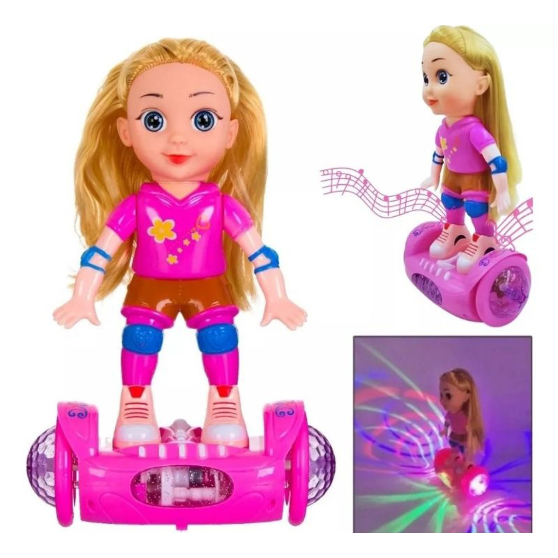 Boneca Infantil Hoverboard Led Luz Som 360 Skate Mágico Safira Meninas Diversão Brincadeira Brinquedo