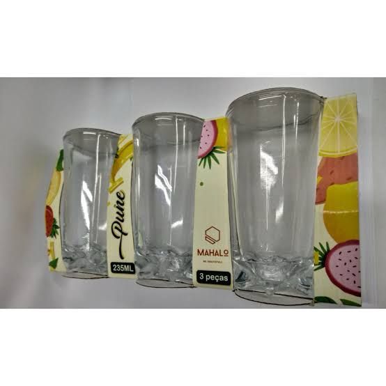 Kit 3 Copos De Vidro de 235 ML