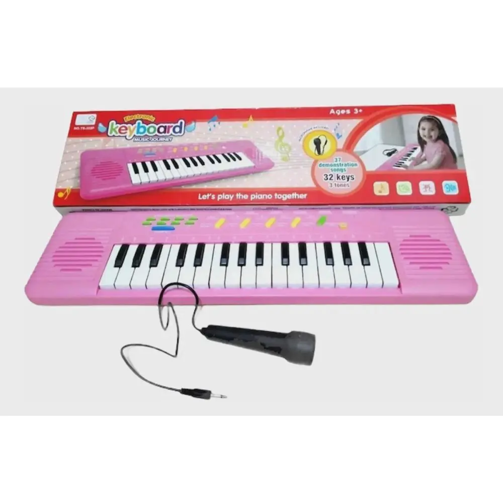Teclado Piano Infantil 32 Teclas Com Microfone (ROSA) -