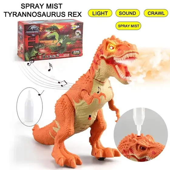 Brinquedo Dinossauro Rex Solta Fumaça Com Luz E Som