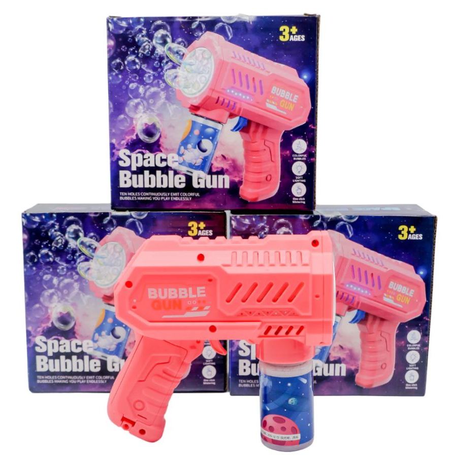 Brinquedo Bolhas de Sabão Space Bubble Gun Com Luzes