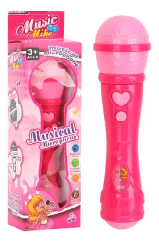Music Mike Brinquedo Microfone Musical Infantil Cor Rosa