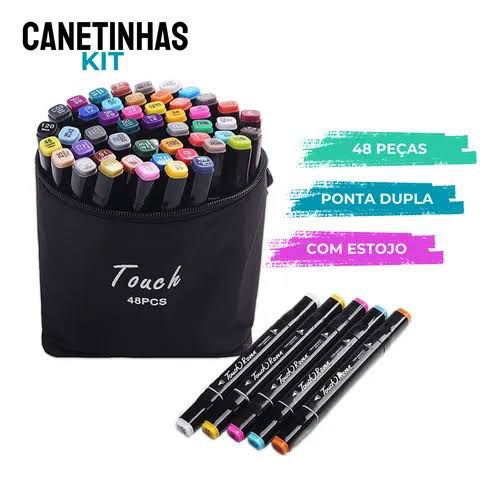 canetinha touch com 48 cores ponta dupla