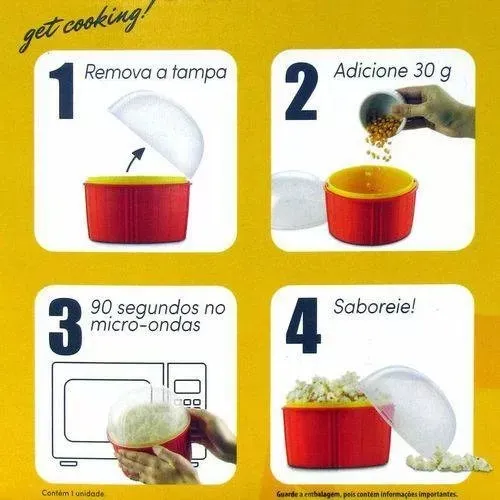 Pipoca Fácil Microondas Zap Chef Pipoqueira Sem Óleo