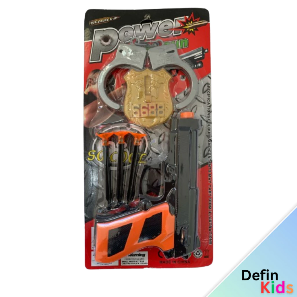 Kit Policial Infantil com Pistola, Algema e Distintivo de Brinquedo